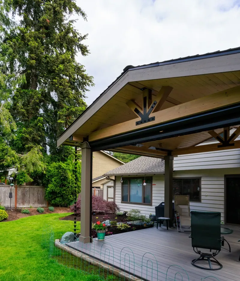 Award-winning multi-level deck and patio with hot tub in Seattle, WA